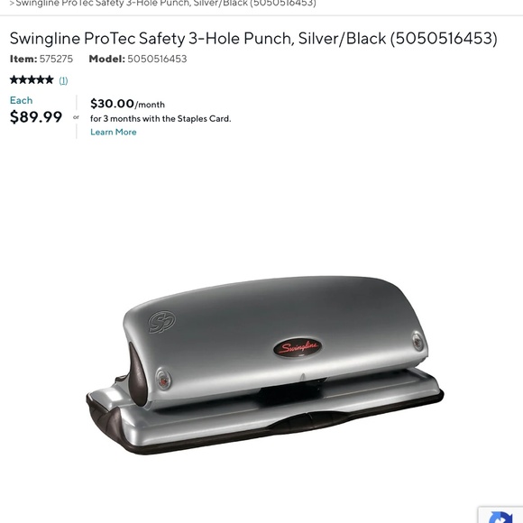 Swingline Safety 3-Hole Punch - Silver/Black - Picture 16 of 16